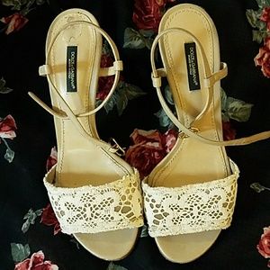 Lace open toe shoes👠